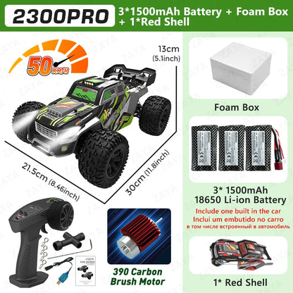 1:16 70km/H or 50km/H 4WD RC Car With LED Remote Control Cars High Speed Drift Monster 4x4 Truck for Kids Toy 2300PRO 2300MAX