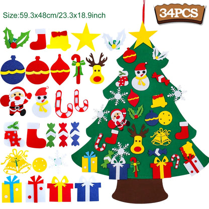 Kids DIY Felt Christmas Tree Merry Christmas Decorations for Home 2023 Christmas Ornaments Navidad 2024 New Year Gifts Xmas Tree