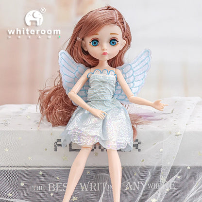Slim 26cm Bjd Doll for Girl 13 Movable Joints Fashion Princess Clothes Suit Accessories Blue Eyes Decoration Eyelash Solid Doll