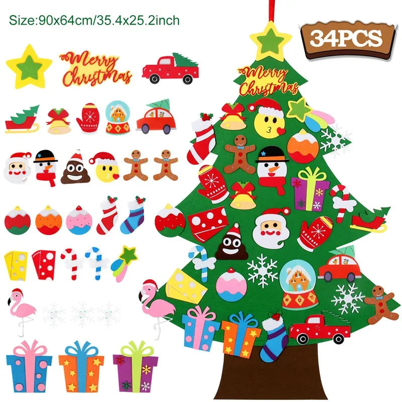 Kids DIY Felt Christmas Tree Merry Christmas Decorations for Home 2023 Christmas Ornaments Navidad 2024 New Year Gifts Xmas Tree