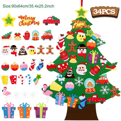 Kids DIY Felt Christmas Tree Merry Christmas Decorations for Home 2023 Christmas Ornaments Navidad 2024 New Year Gifts Xmas Tree