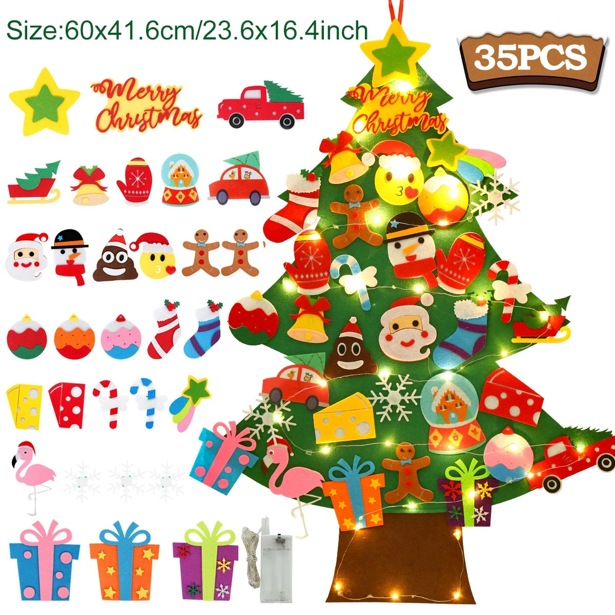 Kids DIY Felt Christmas Tree Merry Christmas Decorations for Home 2023 Christmas Ornaments Navidad 2024 New Year Gifts Xmas Tree