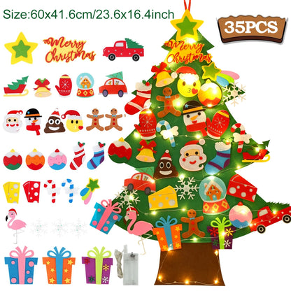 Kids DIY Felt Christmas Tree Merry Christmas Decorations for Home 2023 Christmas Ornaments Navidad 2024 New Year Gifts Xmas Tree