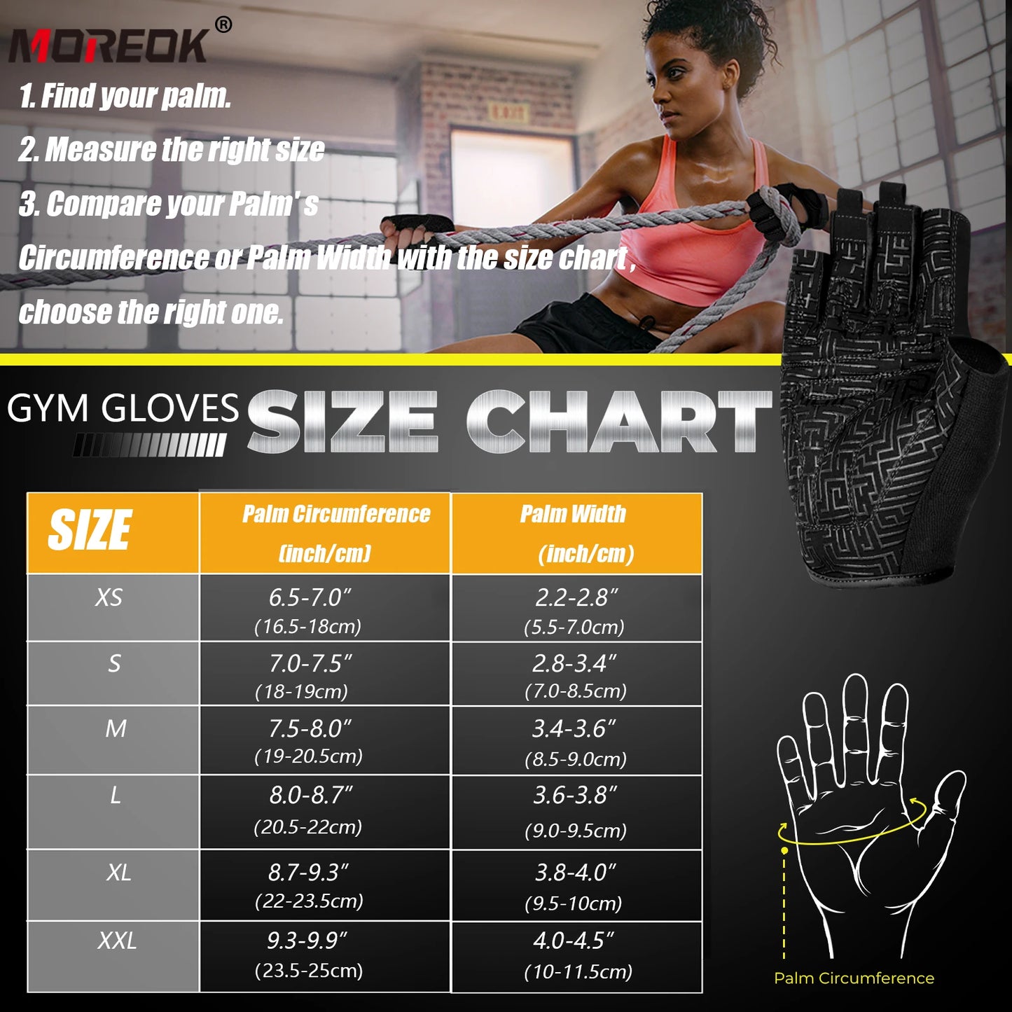 MOREOK Gym Gloves Beathable Full Palm Protect Fitness Training Workout Gloves Anti-Slip Weight Lifting Gloves Exercise Glove Men