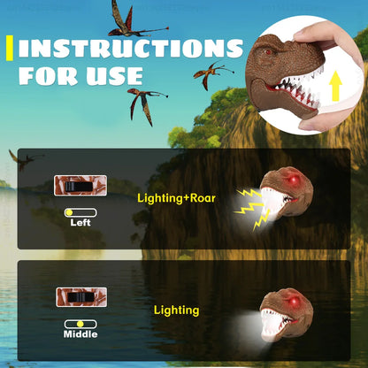 Kids Headlamp Dinosaur Headlamp for Children Kids Dinosaur Toys Child Head Flashlight T-Rex Dinosaur Head Lamp Christmas Gift
