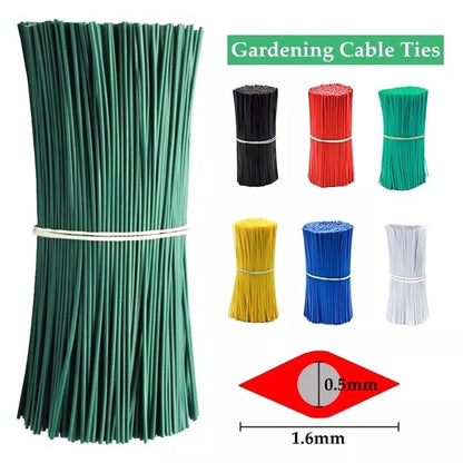 100pcs Gardening Cable Ties Reusable Oblate Iron Wire Bonsai Flower Cucumber Vine Climbing Plants Cable Tie