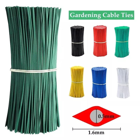100pcs Gardening Cable Ties Reusable Oblate Iron Wire Bonsai Flower Cucumber Vine Climbing Plants Cable Tie