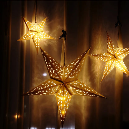 Eid Mubarak Hollow Out Star Hanging Pendant Christmas Ramadan Decor for Home Islam Muslim Party Mubarak Eid Al Adha Kareem