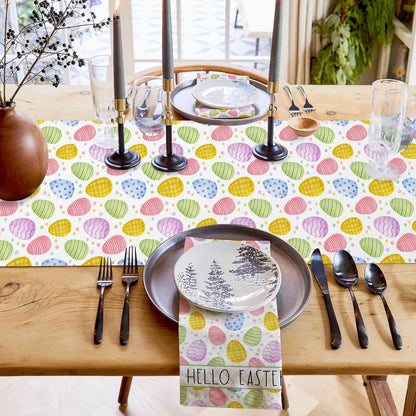 Hello Spring Easter Eggs Linen Table Runners Dresser Scarves Table Decor Farmhouse Dining Table Runners Holiday Party Decoration