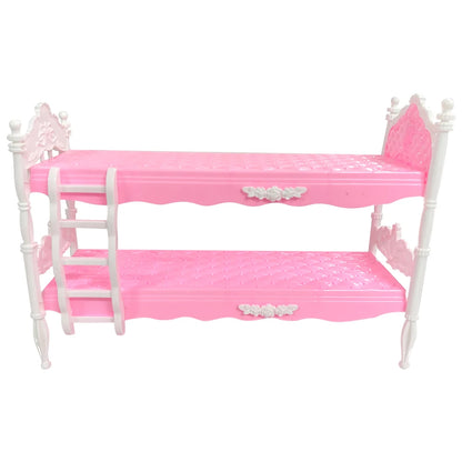 NK 1 Pcs Pink Bunk Doll Bed Dollhouse Furniture Princess Girl Bedroom for Barbie Doll Accessories Gift's Doll Baby Toy