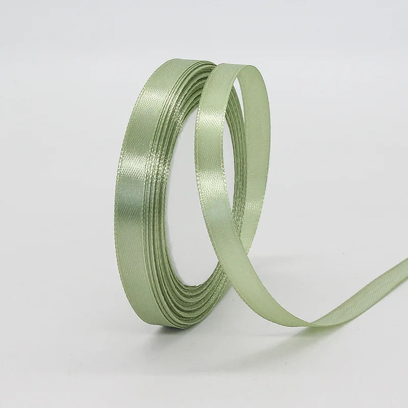 25yards/Roll Satin Ribbons Matcha Green 10/15/20/25/40/50mm for Wedding Christmas Home Decorate Handmade Gift  Wrapping Supplies