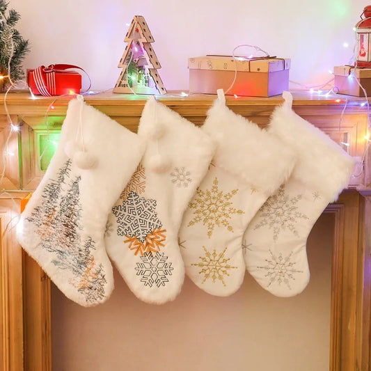 Christmas New Year Atmosphere Decoration Supplies Gift Storage Bag Snowflake Lovely Plush Children's Christmas Tree Socks