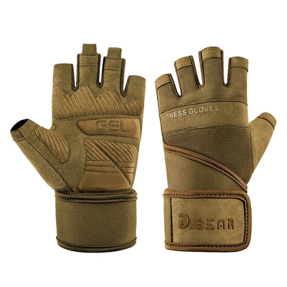 Half Finger Bodybuilding Gym Gloves Weightlifting Dumbbell Training Anti-Slip Fitness Gloves Crossfit Workout Exercise for Man