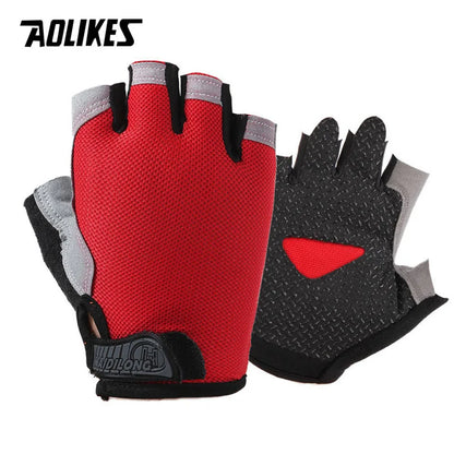 AOLIKES Cycling Gloves MTB Road Riding Gloves Anti-Slip Camping Hiking Gloves Gym Fitness Sports Bike Bicycle Glove Half Finger