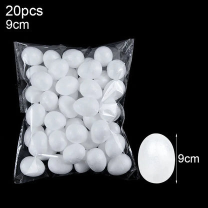 20pcs 3.5-9cm Painting Easter Foam Egg White Polystyrene Styrofoam Foam Egg Ball for Home Happy Eatser Party Decor DIY Kids Gift