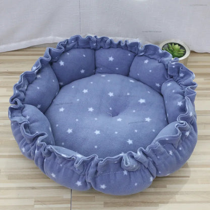 Round Dog Cat Bed Basket Warm Plush Cats Cushion Pet Bag Mat Winter House Soft Nest Puppy Sleeping Sofa for Small Dogs Cat