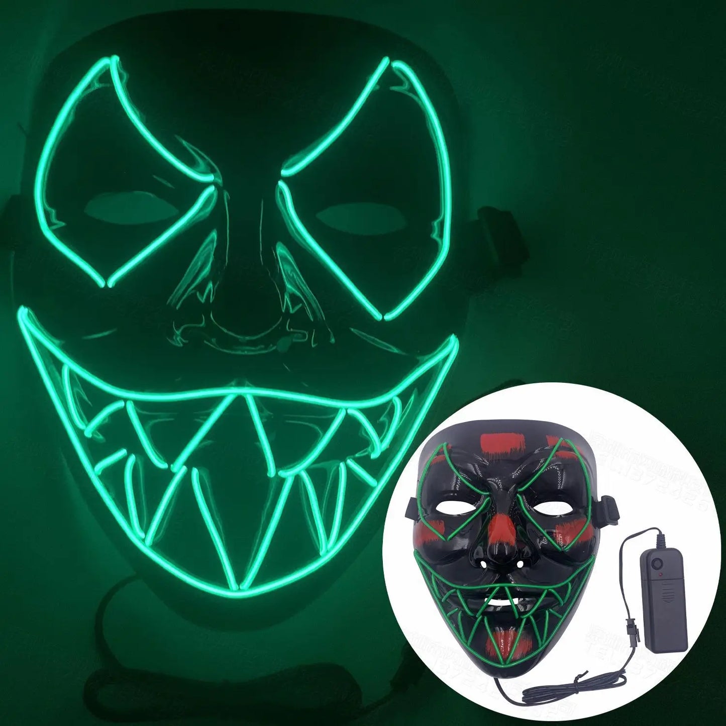 Halloween Mask Mixed Color Led Mask Party Masque Masquerade Masks Neon Maske Light Glow in the Dark Horror Mask Glowing Masker