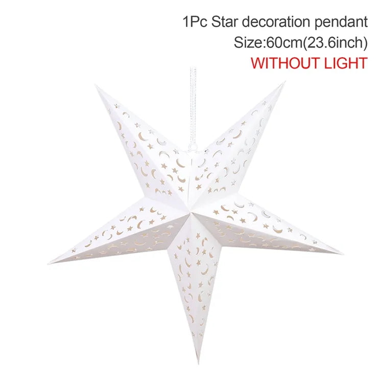 Eid Mubarak Hollow Out Star Hanging Pendant Christmas Ramadan Decor for Home Islam Muslim Party Mubarak Eid Al Adha Kareem