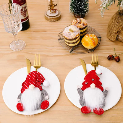 Christmas Cutlery Holders Christmas Knife Fork Tableware Bags Pocket Christmas Decoration 2024 New Year Dinner Table Ornament