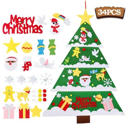 Kids DIY Felt Christmas Tree Merry Christmas Decorations for Home 2023 Christmas Ornaments Navidad 2024 New Year Gifts Xmas Tree