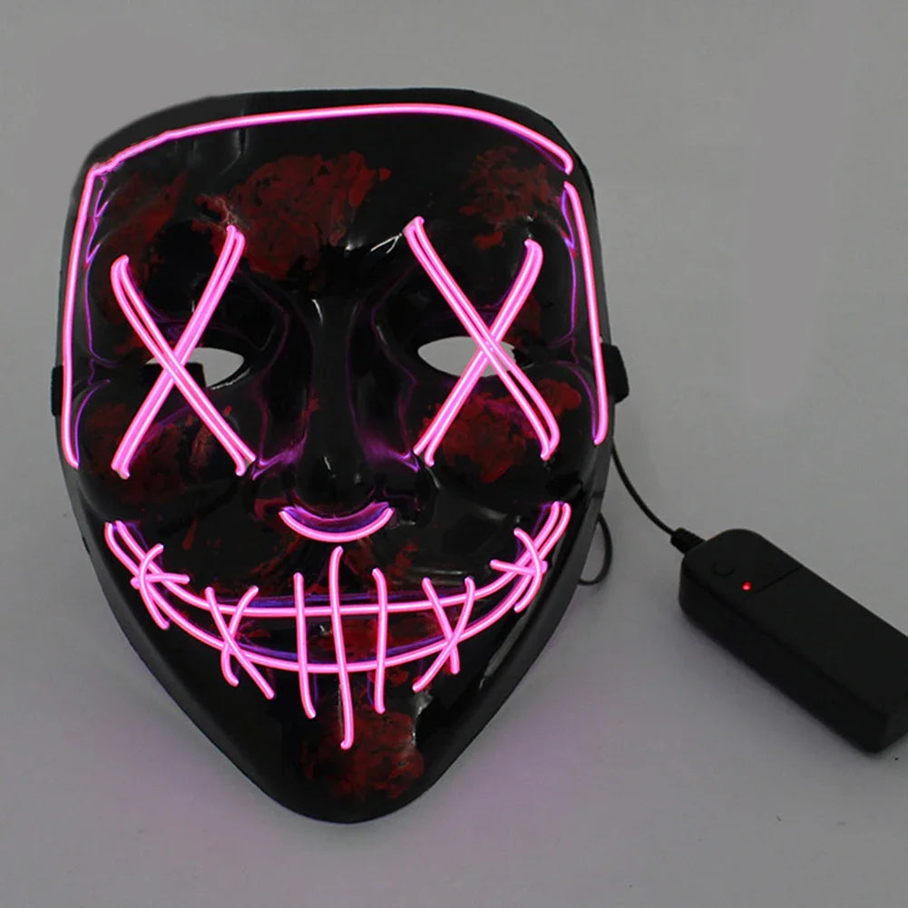 Wireless Halloween Neon LED Purge Mask Masque Masquerade Party Masks Light Grow in the Dark Horror Mask Glowing Masker