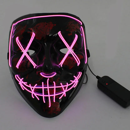 Wireless Halloween Neon LED Purge Mask Masque Masquerade Party Masks Light Grow in the Dark Horror Mask Glowing Masker