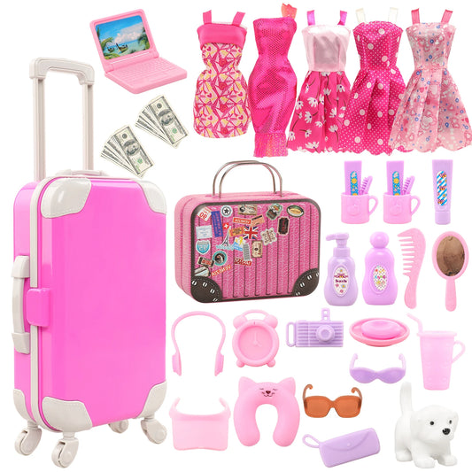 Doll Accessories Clothes Jewelry Luggage Suitcase Dollar Mini Plastic Toiletries Computer for 11.5 Inch Barbiees BJD Glasses Toy