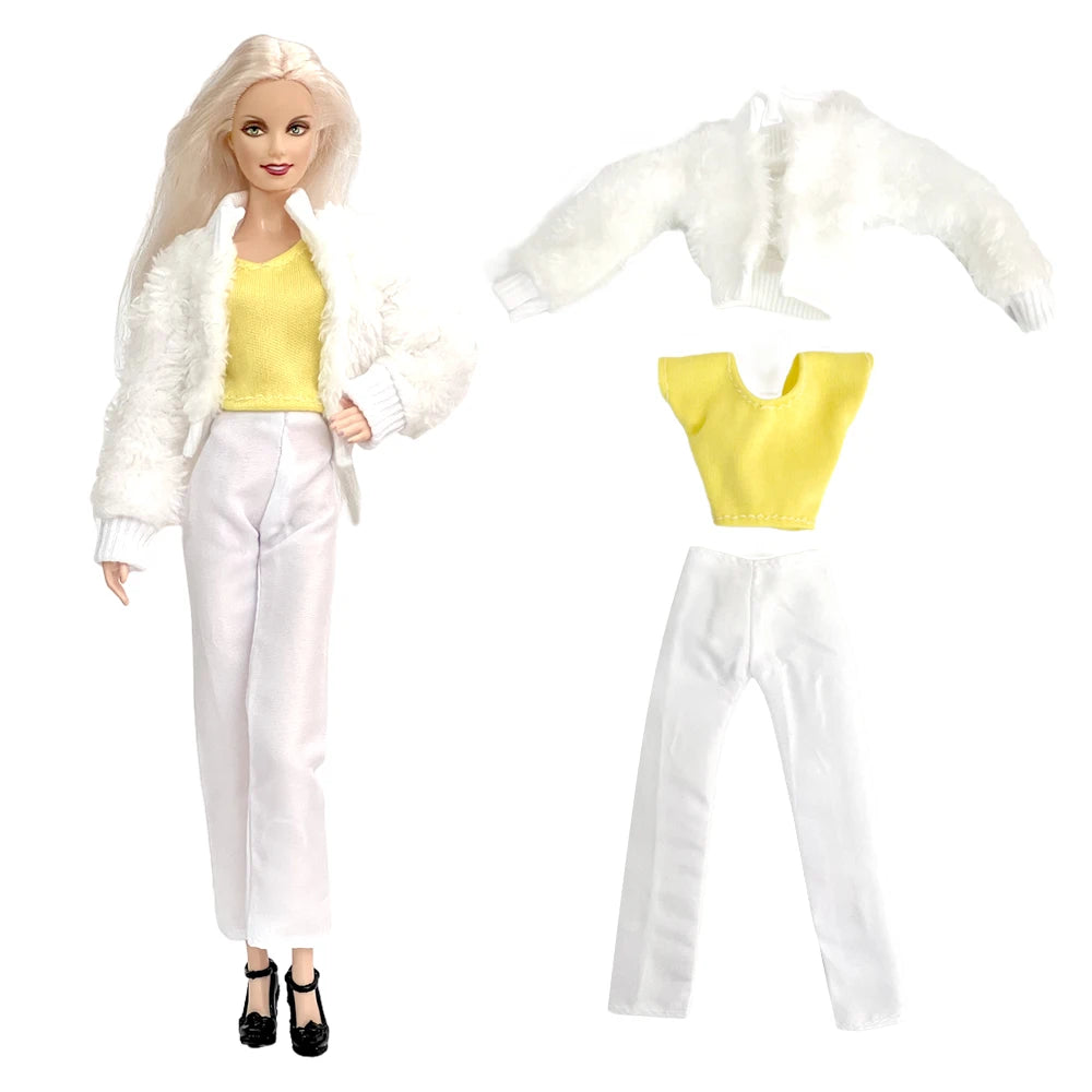 NK Official Mix Style Clothing Fashion Clothing Soft Fur Coat  Doll  Dress Casual Wear Clothes for Barbie Doll Accessories JJ