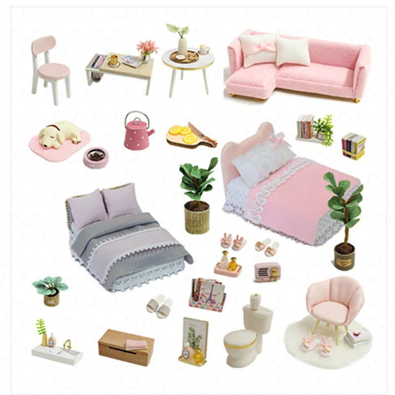 DIY House Doll House Wooden Doll Houses Miniature Dollhouse Furniture Kit Toys Casa for Children Birthday Christmas Gift