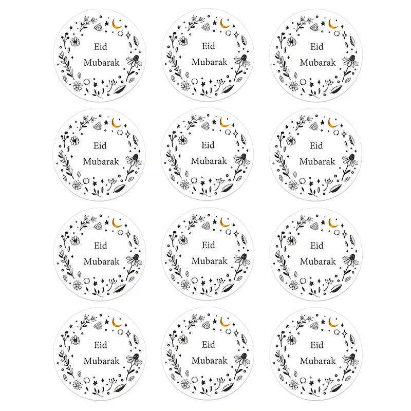 24/48pcs EID Mubarak Decor Stickers Ramadan Mubarak Decoration Islam Muslim Festival Favor Gifts Labels HAJJ Ramadan Kareem