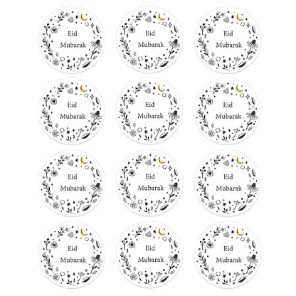 24/48pcs EID Mubarak Decor Stickers Ramadan Mubarak Decoration Islam Muslim Festival Favor Gifts Labels HAJJ Ramadan Kareem