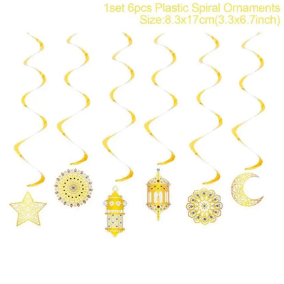 Eid Mubarak Banner Bunting Balloons Plates Tablecloth Kareem Ramadan Decoration for Home 2024  Muslim Islamic Party Supplies