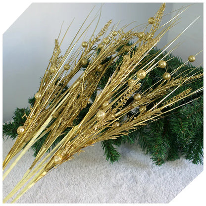 Artificial Golden Fake Branches Setaria Malachite Christmas Tree Decoration Accessories Home Party Garden Atmosphere Supplies