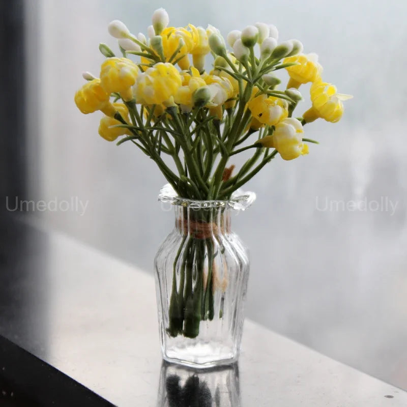 1/6 Scale Mini House Decoration Miniature Dollhouse Glass Flower Vase for Barbies Blyth Doll Accessories Toy