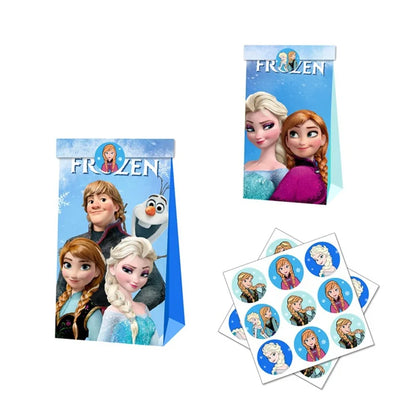Disney Frozen Elsa Themed Gift Box Kids Party Decoration Baby Shower Paper Candy Bag With Stickers Girls Birthday Party Supplies