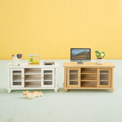 1pcs Miniature TV Combination Cabinet Model Dollhouse Decorative Accessories 1:12 Mini Dining Cabinet Micro Landscape Model
