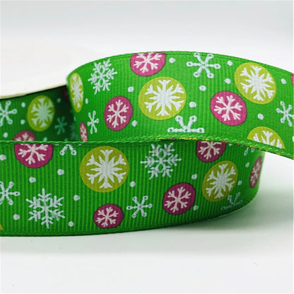 5yards/Lot 25MM Christmas Ribbon Printing Christmas Peripheral Ribbon for Bow Christmas Decoration DIY Gift Wrapping