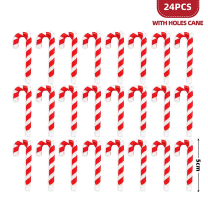 24PCS Mini Candy Canes Miniature Christmas Tree Decoration Peppermint Swirls Pendant DIY Scrapbook Craft Gift Home Party Navidad