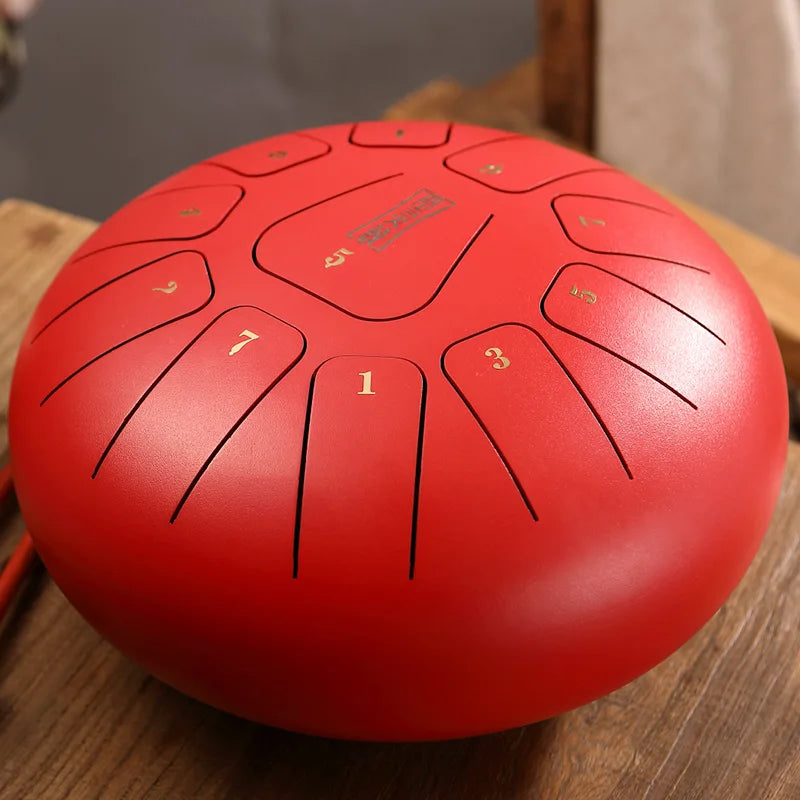 Hluru Glucophone Steel Tongue Drum 10 Inch 11 Notes D Tone Music Drum Ethereal Drum Yoga Meditation Percussion Instrument