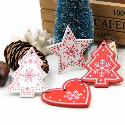12pcs/Set Wooden Christmas Tree Toys Christmas Ornaments Christmas Decoration Party Home Wedding New Year 2022 Noel Navidad
