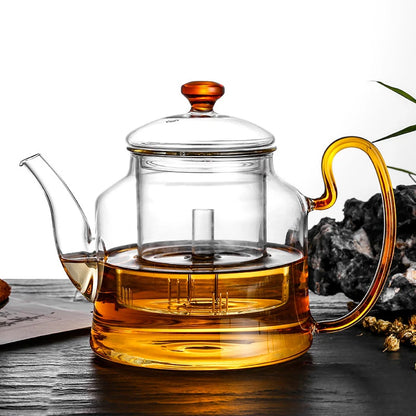 1200ml Large-Capacity Teapots Steamed Tea Set Boiling Teapot Puer Kettle Tea Set High Quality Heat Resistant Glass Coffee Teapot
