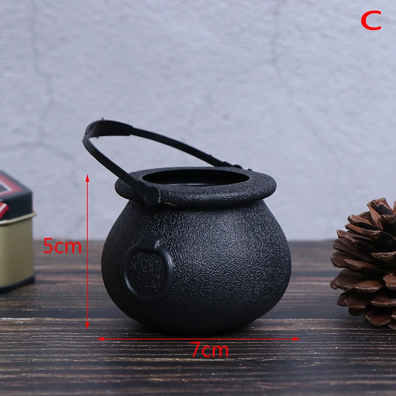 Halloween Candy Pot Halloween Cauldron Novelty Halloween Bucket Ornament Skull Witch Toy