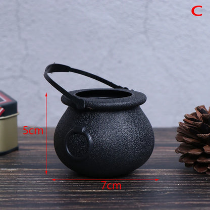 Halloween Candy Pot Halloween Cauldron Novelty Halloween Bucket Ornament Skull Witch Toy