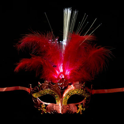 Glowing Feather LED Masks Venice Carnival Halloween Christmas Light Up Masks Masquerade Birthday Wedding Party Cosplay Costume