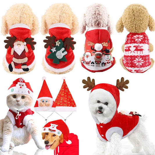 Christmas Dog Clothes Winter Warm Pet Cat Dog Jacket Coat Puppy Clothing Hoodies for Small Dogs Puppy Pug Pet Christmas Supplies