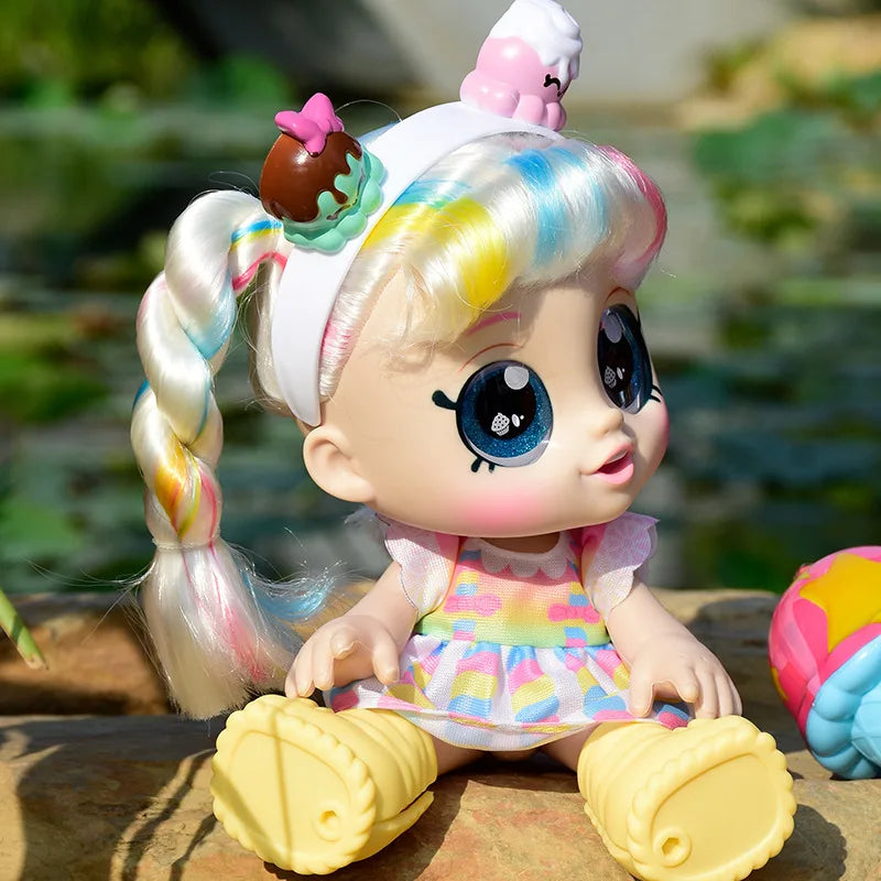 Mini Baby Play Doll Music Sing Electronic Doll Long Hair Cute Princess Dress Pretend Play House Doll Fashion Toys Gift for Girls