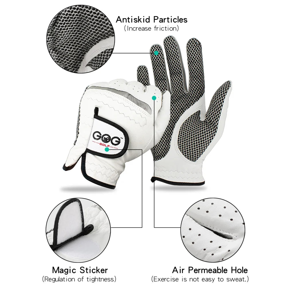 Leather Golf Gloves Men's Left Right Hand Soft Breathable Pure Sheepskin Golf Gloves Golf Accessories