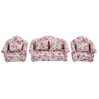 1/12 Miniature Sofa Simulation Dollhouse Sofa Living Room Furniture Children Doll House DIY Pretend Play Role Toys