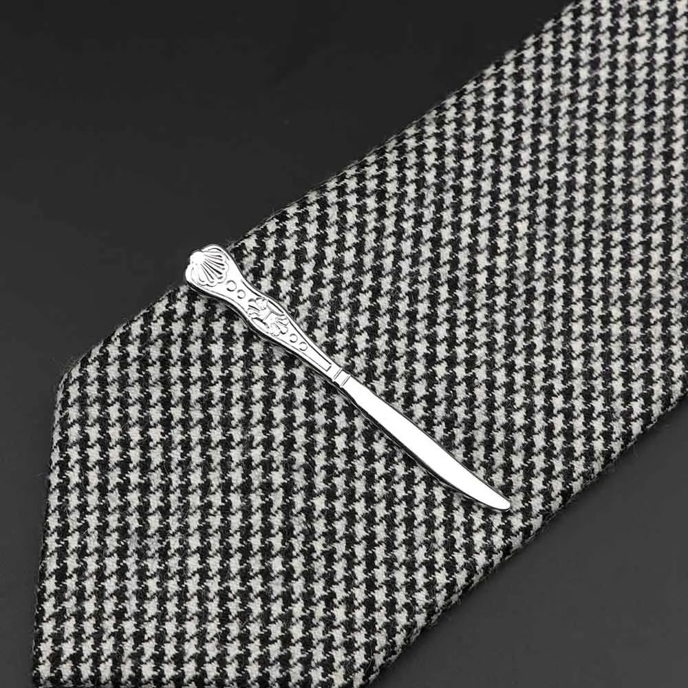 1 Piece Chrome Stainless Glasses Car Airplane Fork Spoon Shape Metal Tie Clip for Men Necktie Clips Pin for Mens