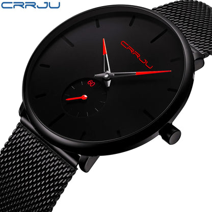 Men Watch CRRJU Watch Women Quartz Dress Watch for Men Dress Watches Fashion Unisex Ultra Thin Wristwatch Relojes Para Hombre